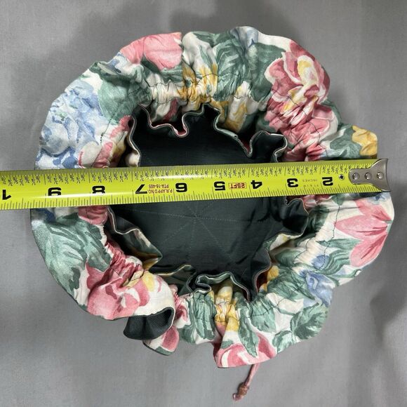 Vintage  Jewelry Organizer 8 Pockets Travel Case Drawstring Bag Floral Pink - Picture 9 of 10